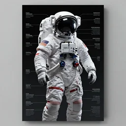 a poster design of an astronaut, cyberpunk, Highly detailed labeled, poster, peter mohrbacher, featured on Artstation