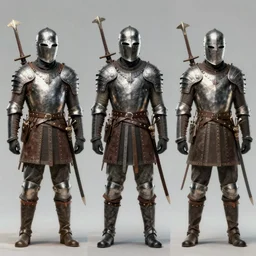 three different views of a viking in armour, concept art by senior character artist, trending on artstation, artstation hd, full body