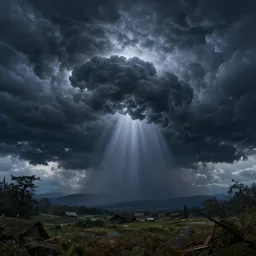 a gorgeous dark enchanted storm, in the style of thomas cole and pixar, hyperrealism, path tracing, trending on artstation