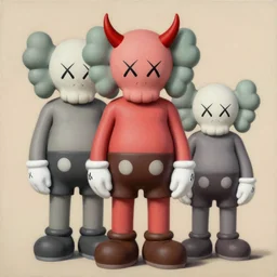 devil by shusei nagaoka, kaws, david rudnick, airbrush on canvas, pastell colours, cell shaded, 8 k