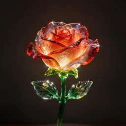 rose made of glass dramatic lighting