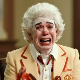 ronald mcdonald crying hysterical tears of laughter in your face