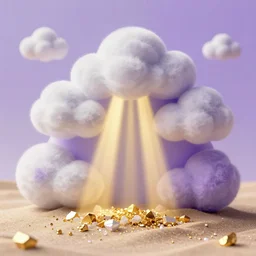 white subtle purple gold god rays clouds sand gold salt crystals sharp detail 3d render simple background graphic ultra simplified fai khadra gaika style