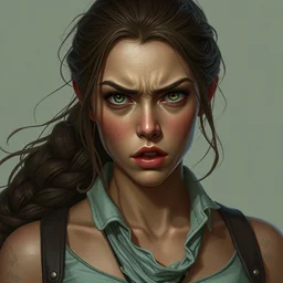 an annoyed woman, digital art, highly - detailed, artstation cgsociety masterpiece