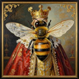 the royal king's bee by greg hildebrant lisa frank fancy rococo baroque regal insect oil painting high quality award winning clothed in fancy garb