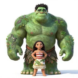 moana's green nature giant as a man, pixar, 8k