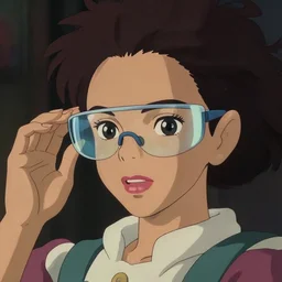 rihanna in cyber glasses, album cover, studio ghibli, 8 k, cinematic,