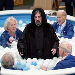 Palpatine playing in a ball pool with Joe Biden