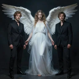 epic masterpiece full body portrait a ghost haunting a beautiful angel, by Edgar Maxence and Ross Tran and Michael Whelan