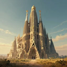 a majestic tower of babel standing on a vast plain ， super wide angle ， matte painting ， gorgeous architecture ， rtx on ， trending on cgsociety and artstation, unreal engine ， volumetric light ， surreal ， poster style ，