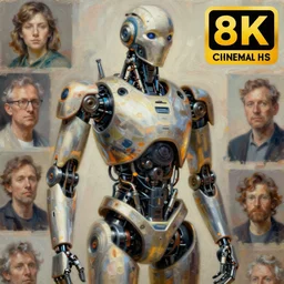 oil paining of robotic humanoid, intricate mechanisms, highly detailed, professional digital painting, Unreal Engine 5, Photorealism, HD quality, 8k resolution, cinema 4d, 3D, cinematic, professional photography, art by artgerm and greg rutkowski and alphonse mucha and loish and WLOP