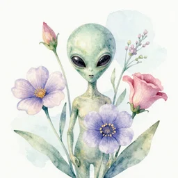 beautiful alien flowers, pastel color palette, watercolor