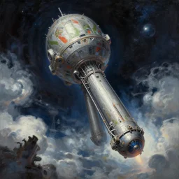an epic fantasy painting of a space elevator