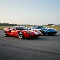 a 1 9 6 6 ford gt 4 0 mixed with a 1 9 9 1 mazda 7 8 7 b, professional photography, wide - angle