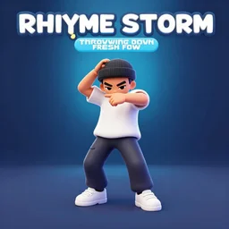 rhyme storm, rapper throwing down a fresh flow, freestyle rapping rhythm game, videogame cover art, professional artist, vaporwave, detailed, 4k