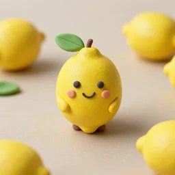 lemons, made of clay, happy characters