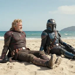 guardians of the galaxy ( 2 0 1 4 ) and mandalorian ( 2 0 2 1 ) relax at the beach