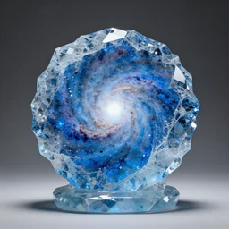 blue ice crystal sculpture of galaxy nebula