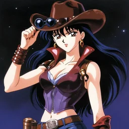 nineties anime femme fatale woman, style of perfect blue, style of madhouse anime manga, dark vibes, space western, cowboy bebop aesthetic