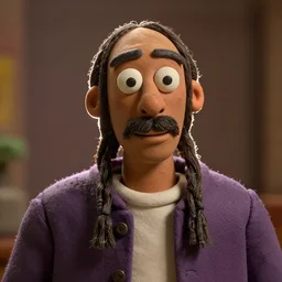 cinematic film still of a Tim Burton claymation film starring Snoop Dogg, portrait, close up, shallow depth of field, backlighting