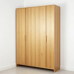 4 - door wardrobe, height 2 0 7 cm, width 2 4 0 cm, gold craft oak, white walls in the room, closed