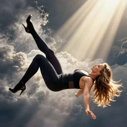 bodybuilder jennifer lawrence wearing spandex, falling to earth, god's rays, cinematic light, octane render, photorealistic, digital painting, drew struzan, gta v cover art