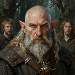 a highly detailed portrait painting of a rugged medieval fantasy dwarf ranger with piercing eyes, forest, by marc simonetti and michael whelan and gerald brom and raymond swanland