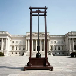 1 9 7 0 s movie still of a guillotine on a great neoclassical square, cinestill 8 0 0 t 3 5 mm, high quality, heavy grain, high detail, cinematic composition, dramatic light, anamorphic, ultra wide lens, hyperrealistic