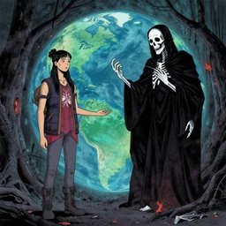 both the guy and the girl dies and goes to hell where the god of death grants them a second chance to live on earth for seven days. at the end of one week, they must decide who gets to live. art by jasmine becket griffith