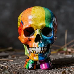 rainbow skull art toy vinyl resin handmade pop art brutalist style picasso andy warhol bad art surreal new york basquiat