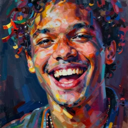 feed me dj music artist artwork painting teeth big smile multicoloured brush strokes high detail