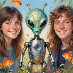 closeup portrait of a tin toy alien robot, nicoletta ceccoli, mark ryden, lostfish, max fleischer, hyper realistic, artstation, illustration, digital paint, matte paint, vivid colors, bright, cheerful, detailed and intricate environment