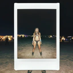 burning man rave at night 2 0 2 2, polaroid photograph