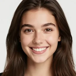 a beautiful girl from minnesota, brunette, joyfully smiling at the camera opening her brown eyes. thinner face, irish genes, dark chocolate hair colour, wearing university of minneapolis coat, perfect nose, morning hour, plane light, portrait, minneapolis as background. healthy, athletic, in her early 2 6