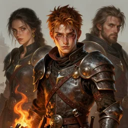 scarred!! young rogue wearing scrounged leather armor, fire emblem, art by artgerm and greg rutkowski and magali villeneuve, portrait, d & d, fantasy, highly detailed, digital painting, trending on artstation, concept art, sharp focus, illustration