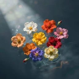 colorful flowers float underwater