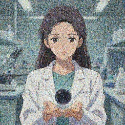 a portrait of a beautiful female scientist in laboratory holding a small black hole in her hands, anime art, symmetrical facial features, symmetrical proportions, illustration, high resolution wallpaper, style by greg rutkowski