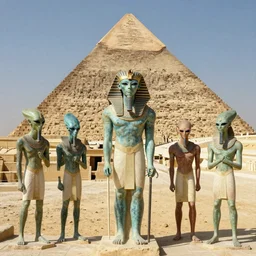 The aliens showed the Egyptians how to build pyramids and temples, and how to worship their new gods. The Egyptians were thrilled to have such powerful beings as their protectors.