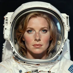 symmetrical!! portrait of carrie fisher as an astronaut. close up. soft lighting, retro 8 0 s, realistic illustration, art by peter elson