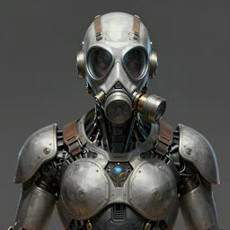 low angle front shot of a cyberpunk gazmask robot character wearing a gazmask, intricate, elegant, highly detailed, centered, digital painting, artstation, concept art, smooth, sharp focus, illustration, artgerm, Tomasz Alen Kopera, Peter Mohrbacher, donato giancola, Joseph Christian Leyendecker, WLOP, Boris Vallejo