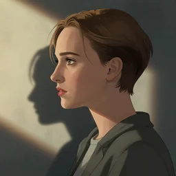 young beautiful boyish natalie portman side profile, cel - shaded, cel - shading, strong shadows, subsurface scattering, wlop, artgem,,