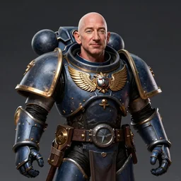 Jeff Bezos as God Emperor of Mankind from Warhammer 40k, digital portrait by Dan Mumford and Peter Mohrbacher, highly detailed