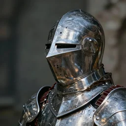 Underwater photo of a beautiful medieval knight by Trent Parke, close up, metallic patterns, clean, detailed