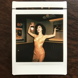 a polaroid photograph taken by nobuyoshi araki of a beautiful female dancer singing in a karaoke bar in tokyo 1 9 7 8