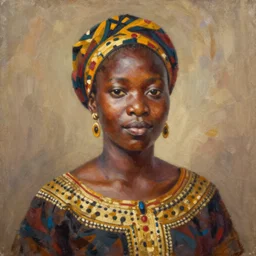 portrait of a senegalese woman ( 3 5 ) from senegal, an oil painting by ross tran and thomas kincade