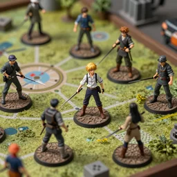 an anime miniatures wargame Photorealistic HD 8k highlights and shadow detailed High Resolution