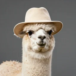 professional photography of a llama with a hat, photo session, global light - 4