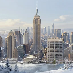 new - york skyline in winter, intricate, elegant, highly detailed, digital painting, artstation, concept art, smooth, sharp focus, illustration, art by artgerm and greg rutkowski and alphonse mucha, 8 k