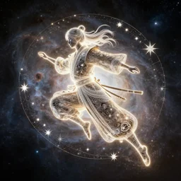 a graceful samurai made of a illuminated star chart running through a space nebula by greg rutkowski, high key lighting, volumetric light, digital art, highly detailed, fine detail, intricate, ornate, complex, octane render, unreal engine, photorealistic