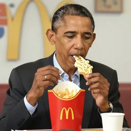 anime key visual of Obama eating at McDonald’s, pixiv, anime style